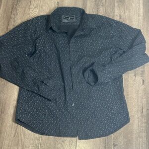 Beverly Hills Polo Club Black Patterned Button-Up Shirt